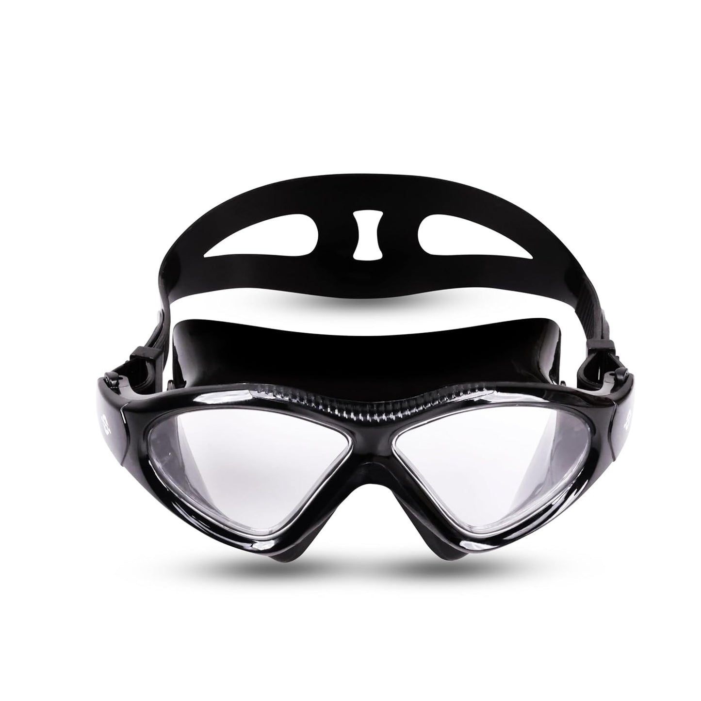 Nivia Unimask Sr. 2.0 Swimming Goggles for Adults | Anti-Fog UV Protection Polycarbonate Clear Lens | Quick-Fit Silicone Strap | Professional Training Swim Goggles for Men & Women | Black
