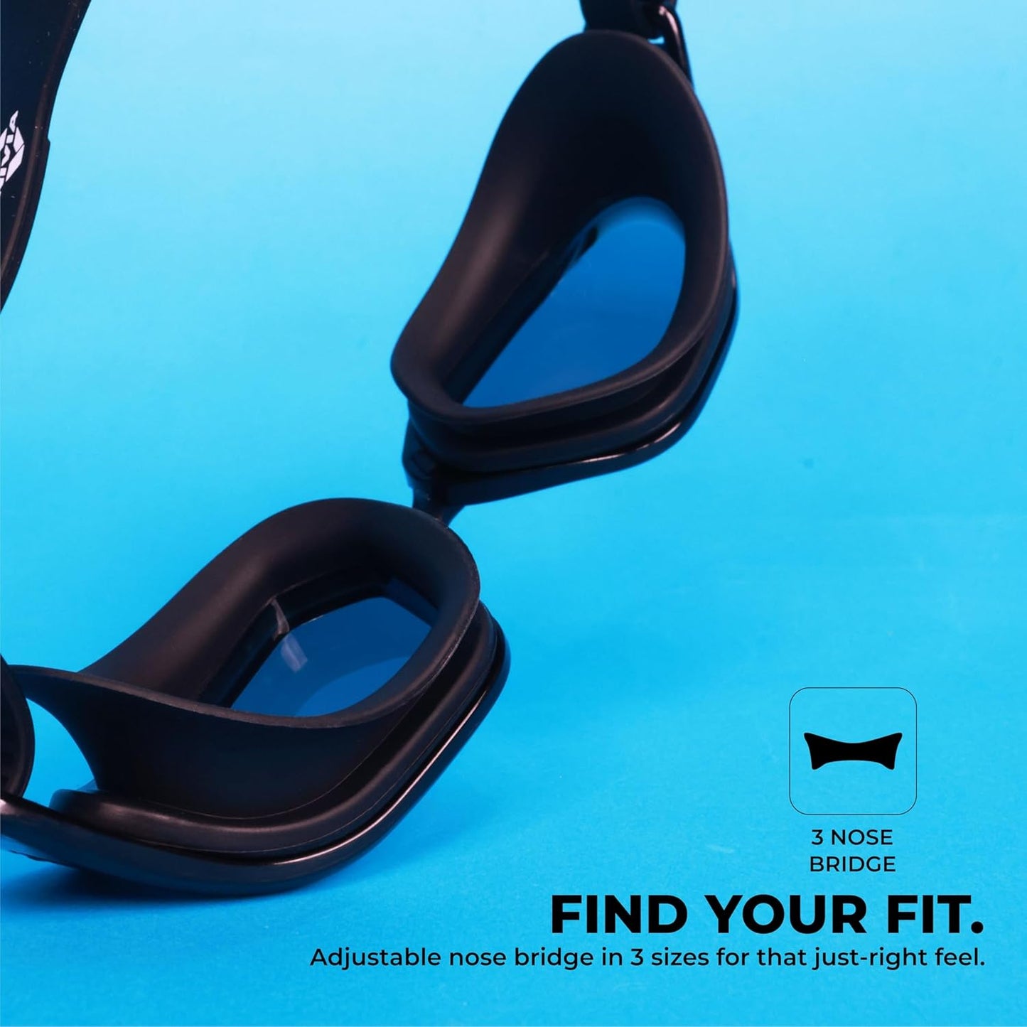 Nivia Sportz Swimming Goggles for Adults | Anti-Fog UV Protection Polycarbonate Lens | Adjustable 3-Size Nose Bridge | Soft Silicone Strap | Training Swim Goggles for Men & Women | White