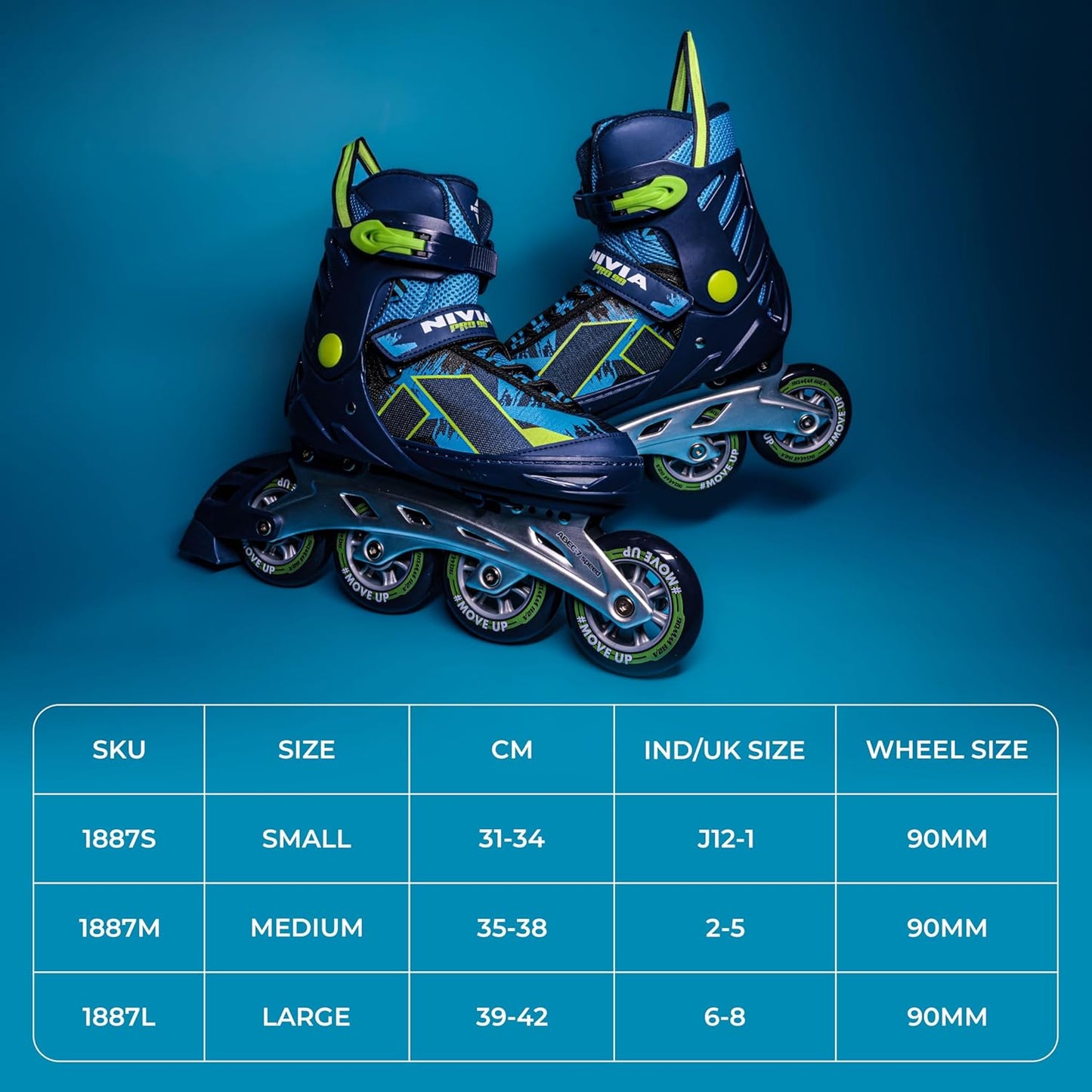Nivia Pro 90 Inline Skates for Adults - Adjustable Roller Skates with 90mm Wheels & ABEC-7 Bearings