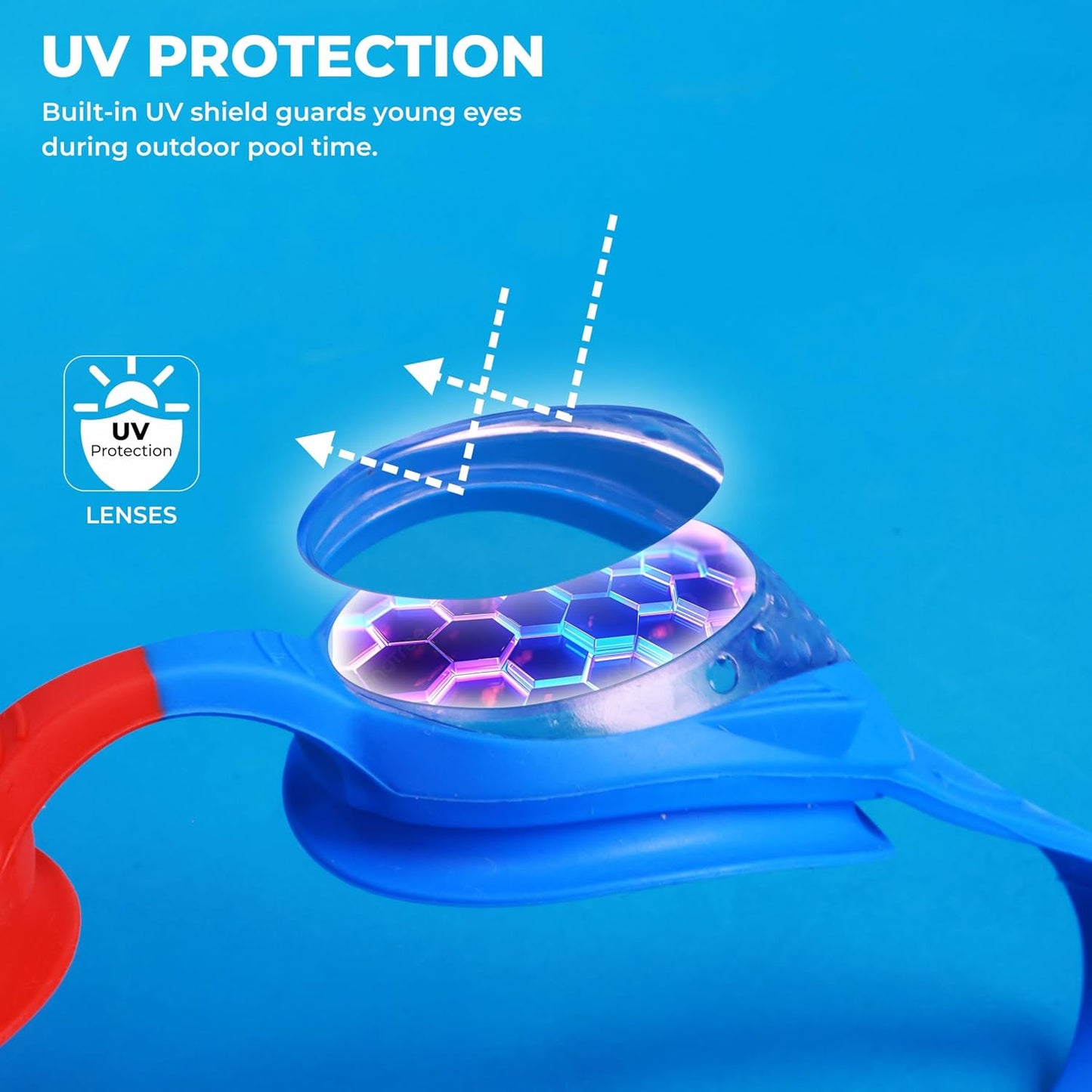 Nivia Kiddies Jr. 2.0 Swimming Goggles for Kids | Anti-Fog UV Protection | Adjustable Silicone Strap | Polycarbonate Lens | Pink/Blue
