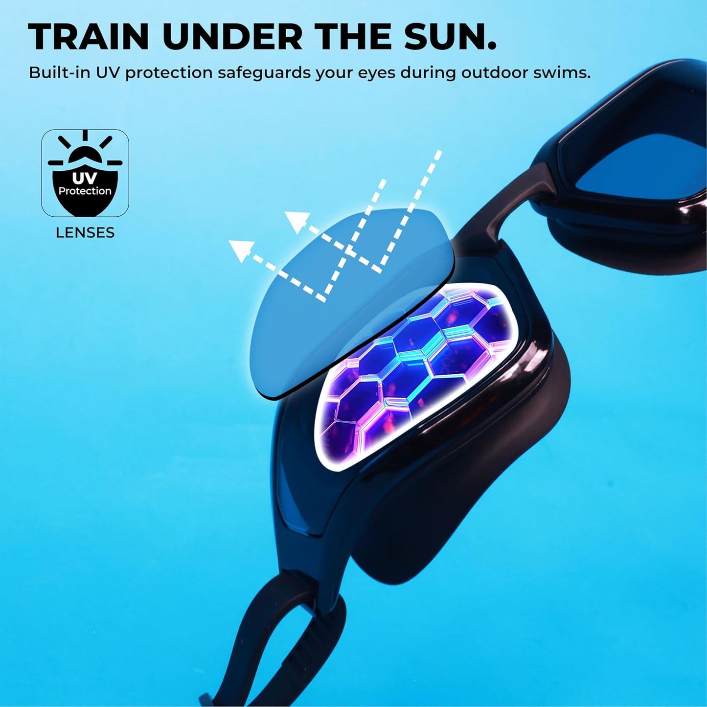 Nivia Sportz Swimming Goggles for Adults | Anti-Fog UV Protection Polycarbonate Lens | Adjustable 3-Size Nose Bridge | Soft Silicone Strap | Training Swim Goggles for Men & Women | White