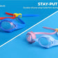 Nivia Kiddies Jr. 2.0 Swimming Goggles for Kids | Anti-Fog UV Protection | Adjustable Silicone Strap | Polycarbonate Lens | Pink/Blue