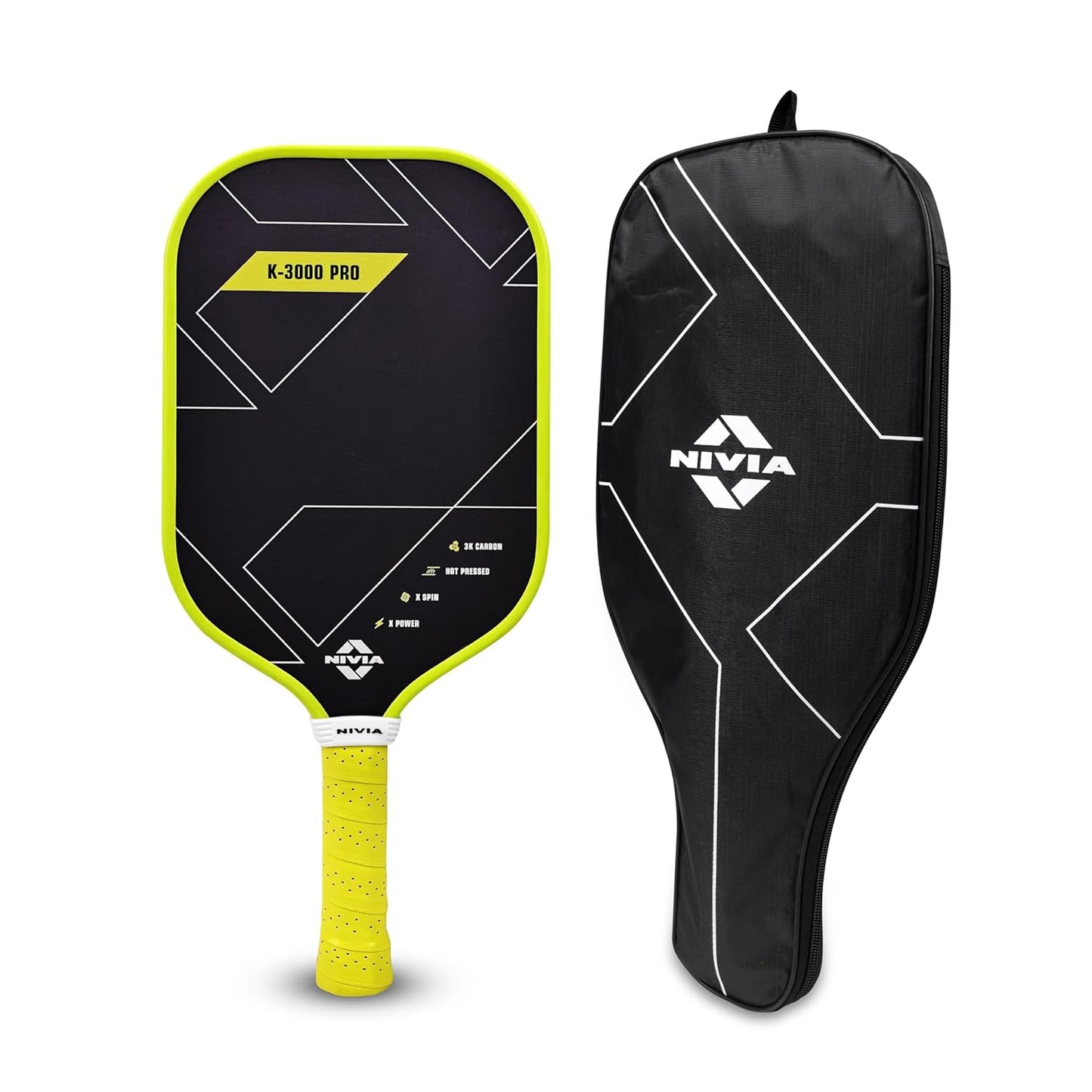 Nivia K-3000 PRO Pickleball Paddle - 3K Carbon Surface with 16mm PP Core