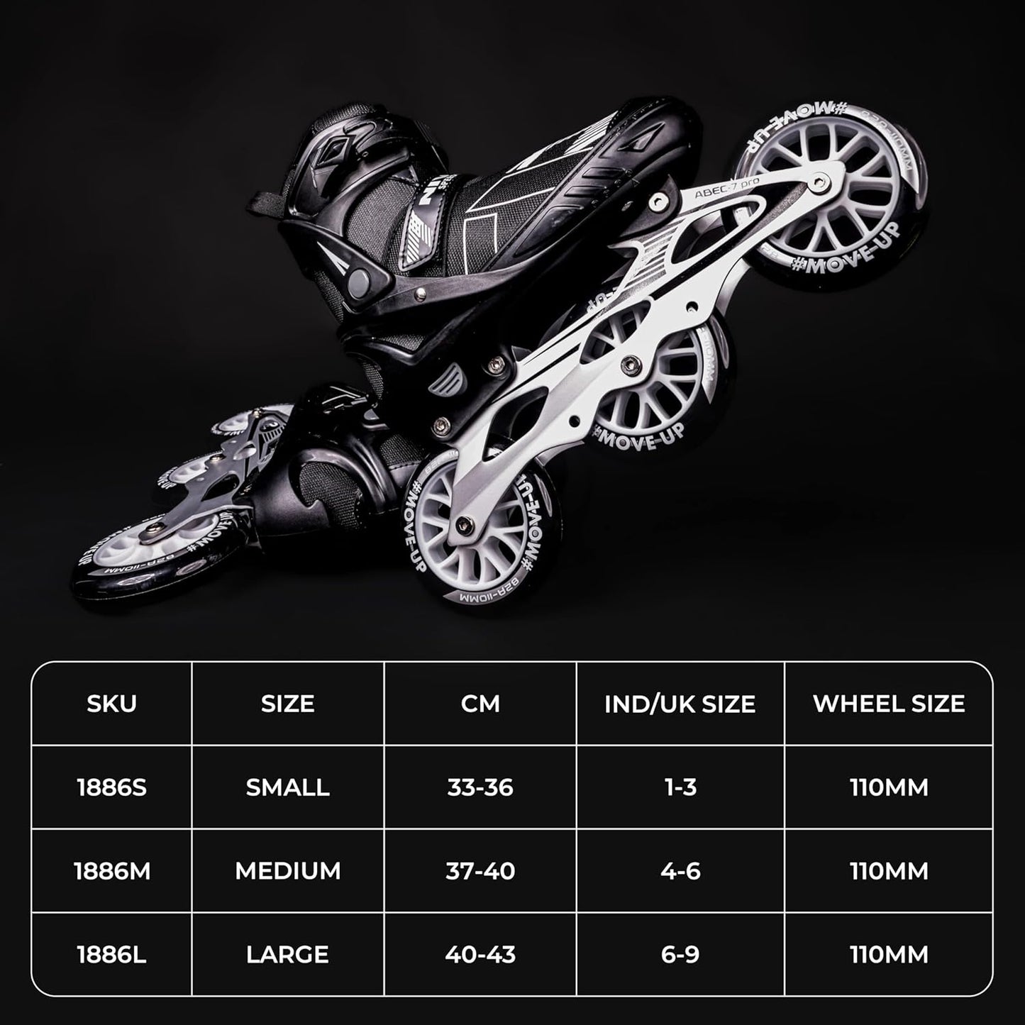 Nivia Speed Pro Inline Skates for Adults - 110mm Wheels, ABEC-7 Bearings, Adjustable Fitness Roller Skates