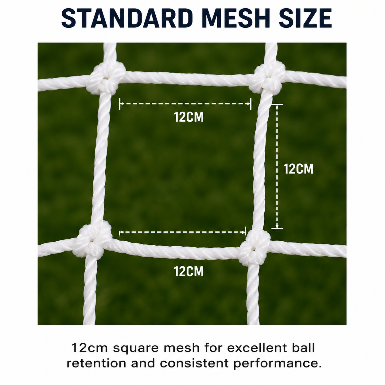 Nivia Football Goal Net | Strong Woven Silk | 12 cm Square Mesh | Weather Resistant Football Net