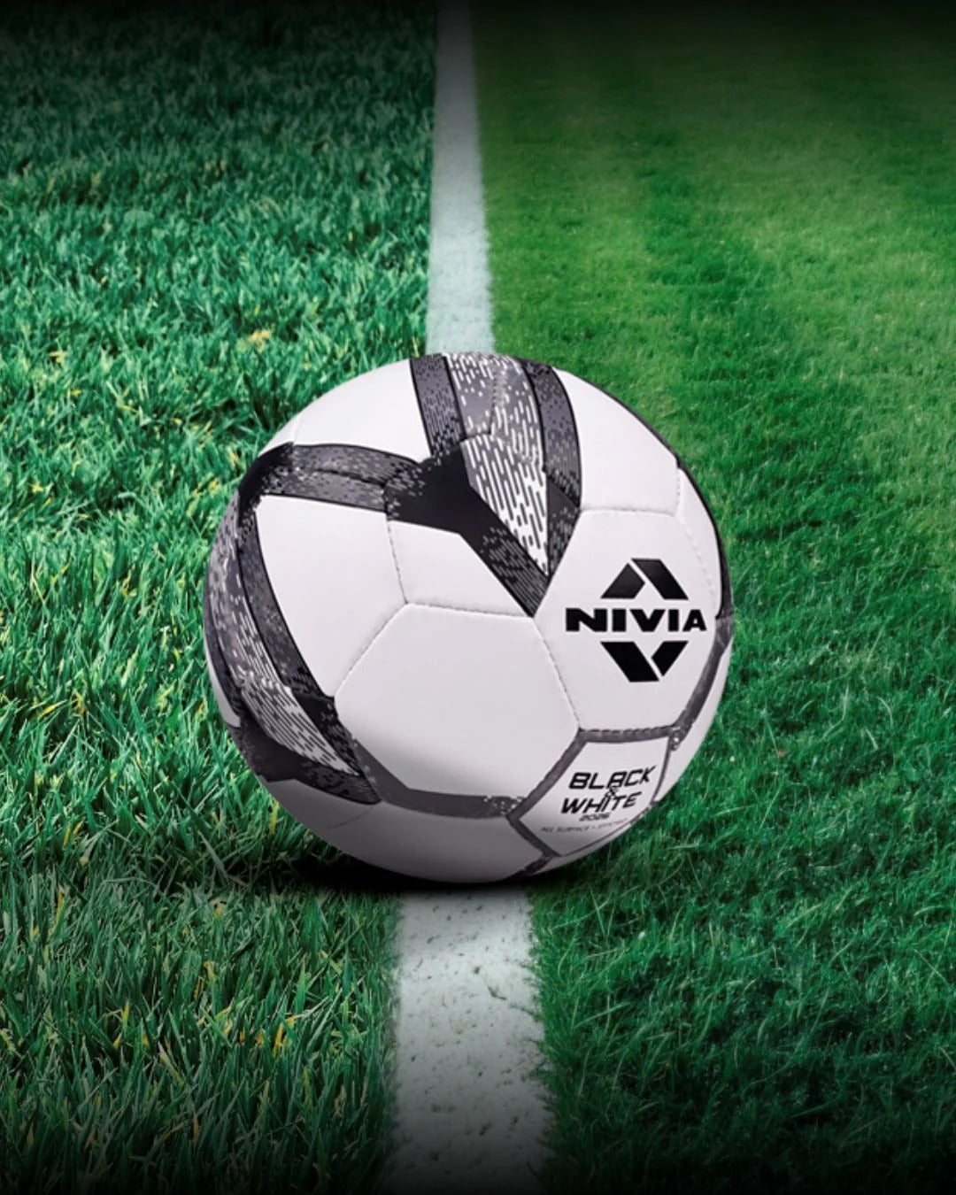 Nivia Black & White Football Size 4 - 32 Panel Training Ball | Rubberized Stitched Football