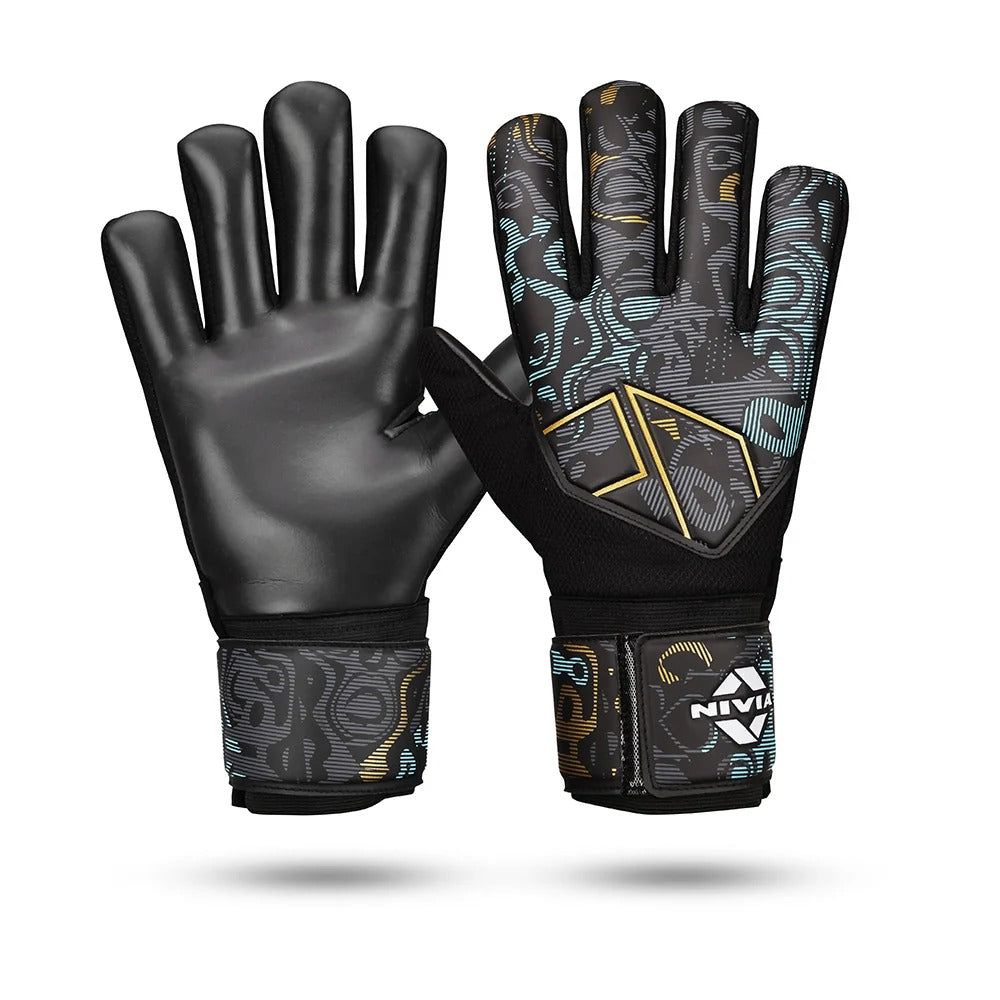 Nivia Safari Goalkeeper Gloves | 4 mm Latex Palm | Negative Cut | Finger Protection Football GK Gloves