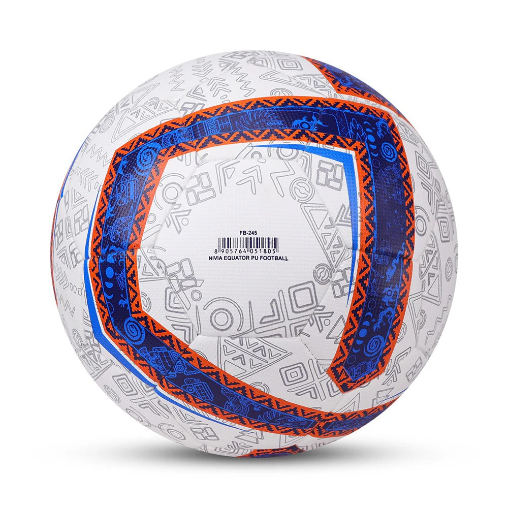 Nivia Equator Football, Match Ball, 32 Panels, Durable & Soft PU Leather Cover, Butyl Threadwounded Bladder, FIFA Quality, Made for Tournaments, to Play on Both Natural and Artificial Grass