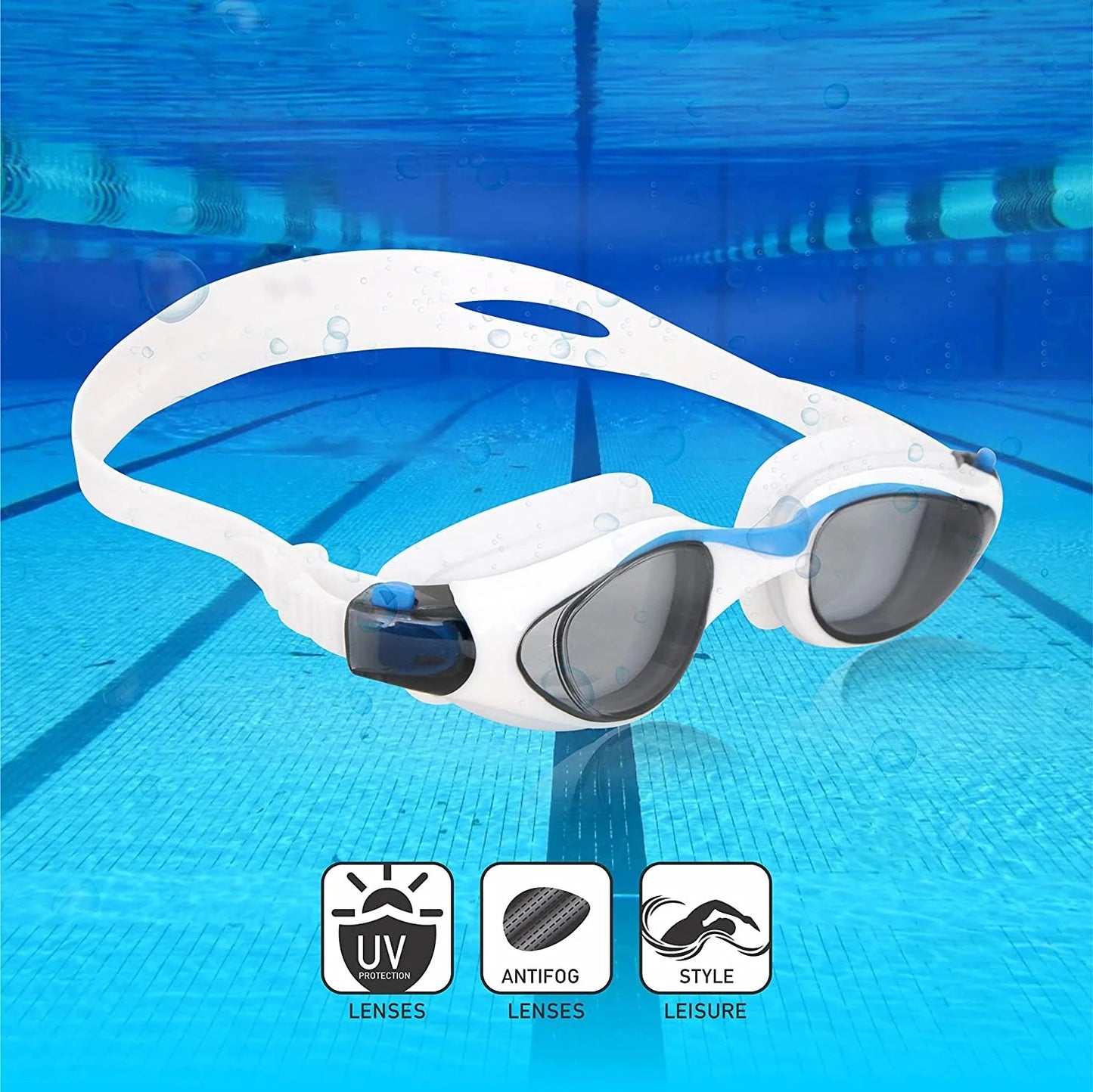 Nivia Unimask Jr. 2.0 Swimming Goggles for Kids | Panoramic Polycarbonate Lens | Anti-Fog UV Protection | Soft Silicone Strap & Frame | Comfort Fit Training Swim Goggles for Boys & Girls