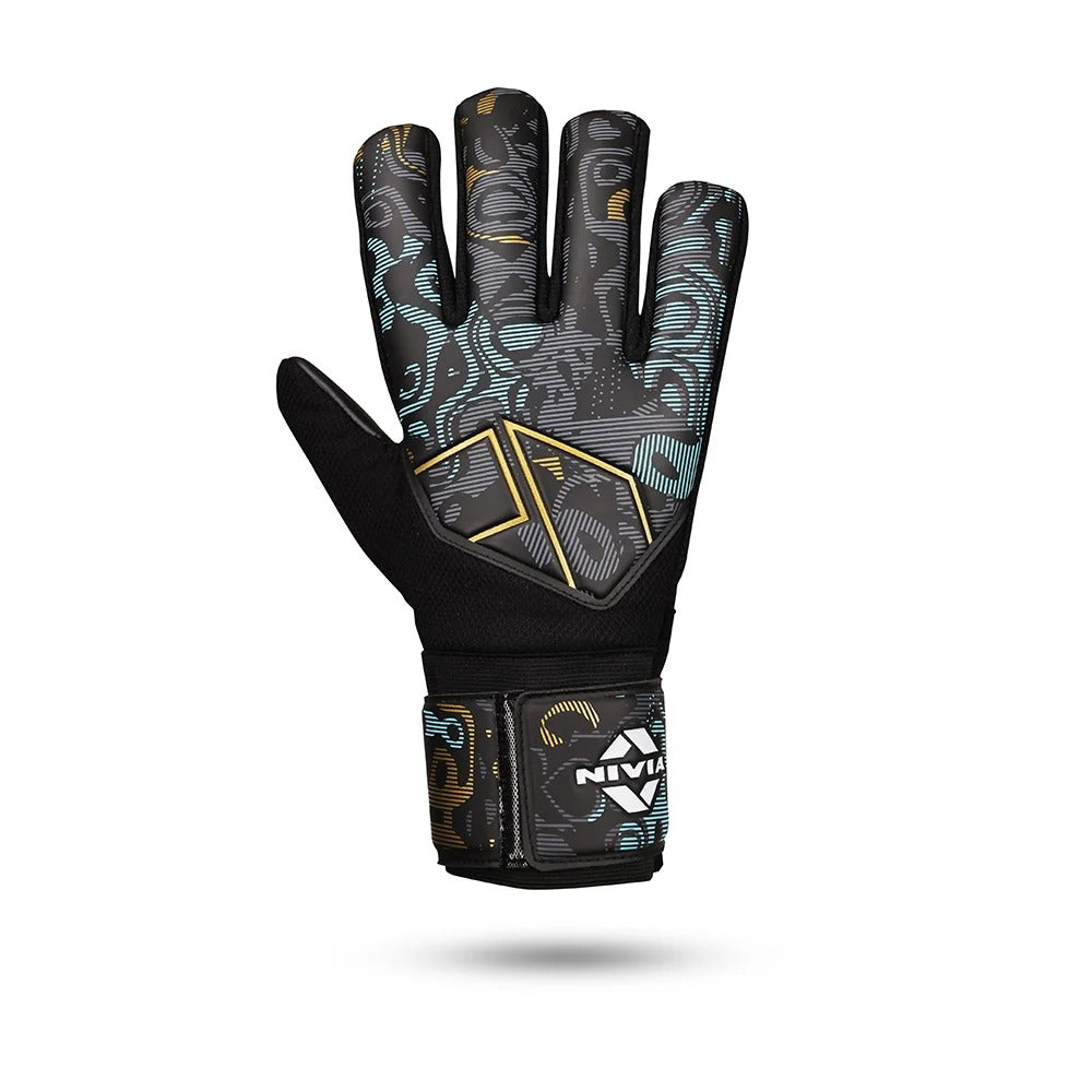 Nivia Safari Goalkeeper Gloves | 4 mm Latex Palm | Negative Cut | Finger Protection Football GK Gloves