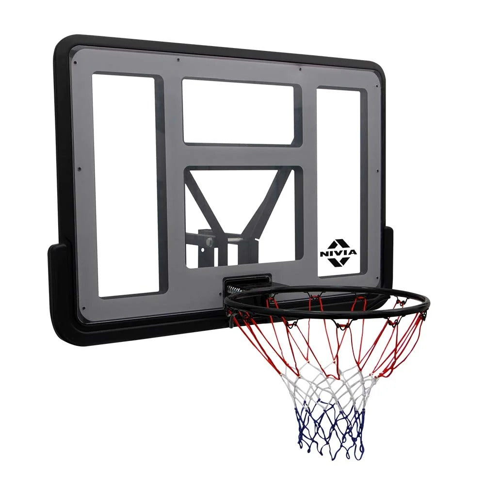 Nivia Pro Slam Basketball Board Acrylic BB-1320 | 110 × 75 cm Acrylic Backboard | Steel Rim | Wall Mount Basketball Hoop