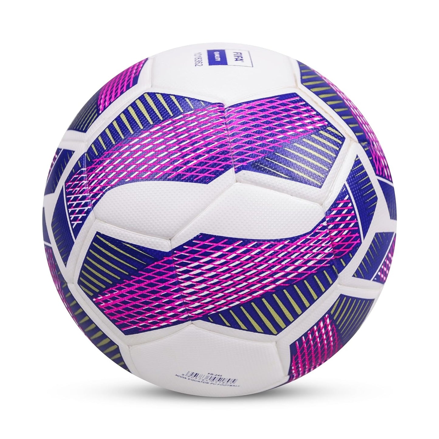 Nivia Equator Football, Match Ball, 32 Panels, Durable & Soft PU Leather Cover, Butyl Threadwounded Bladder, FIFA Quality, Made for Tournaments, to Play on Both Natural and Artificial Grass