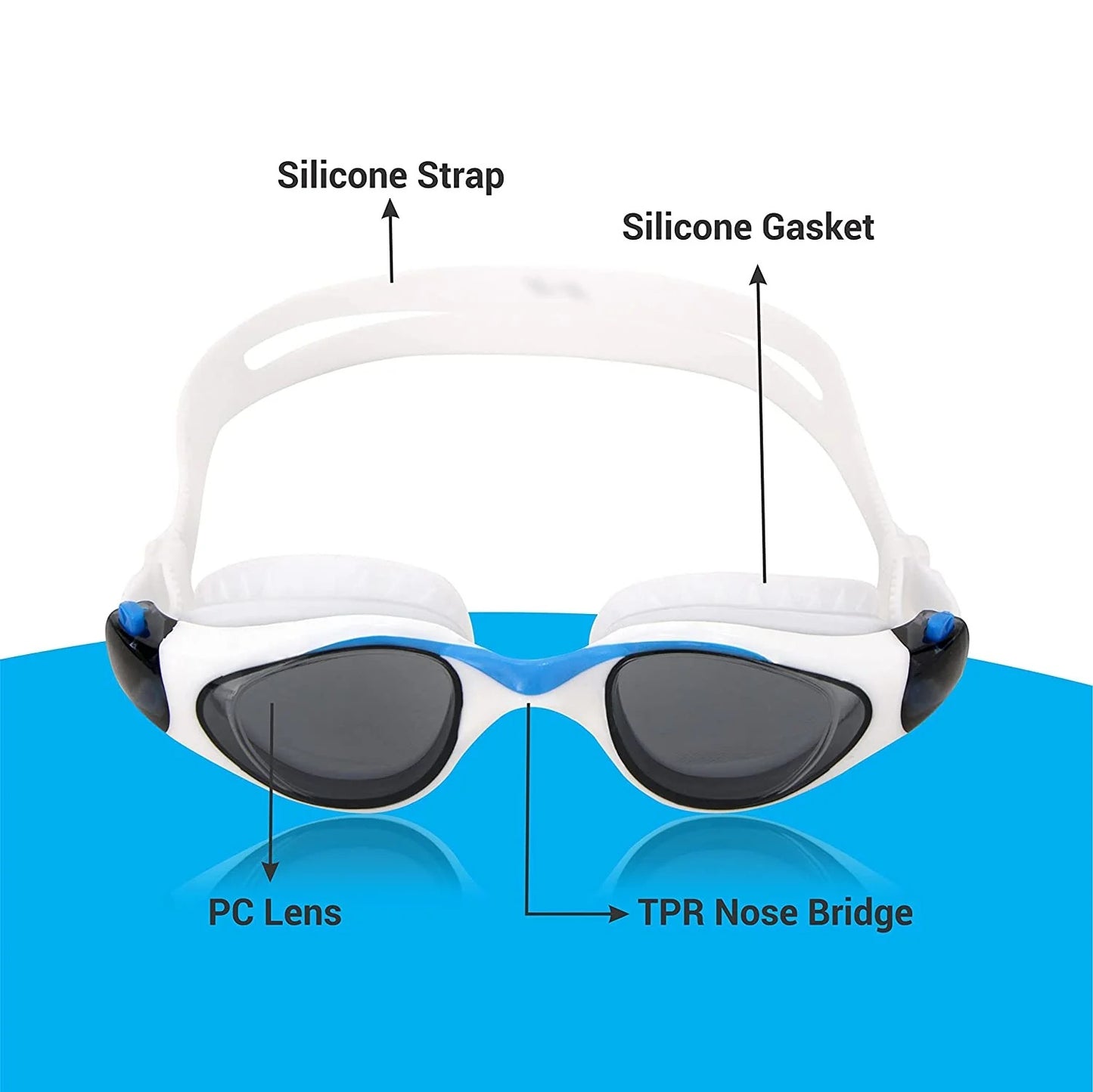 Nivia Unimask Jr. 2.0 Swimming Goggles for Kids | Panoramic Polycarbonate Lens | Anti-Fog UV Protection | Soft Silicone Strap & Frame | Comfort Fit Training Swim Goggles for Boys & Girls