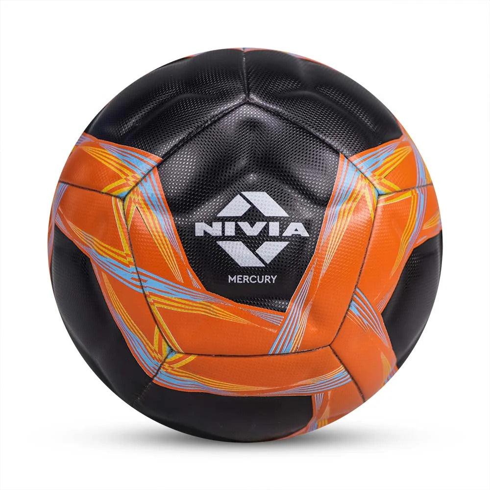 Nivia Mercury Football, PU Leather, Power Stitched Football, 12 Panel, Match Ball (Size - 5, White/Blue)
