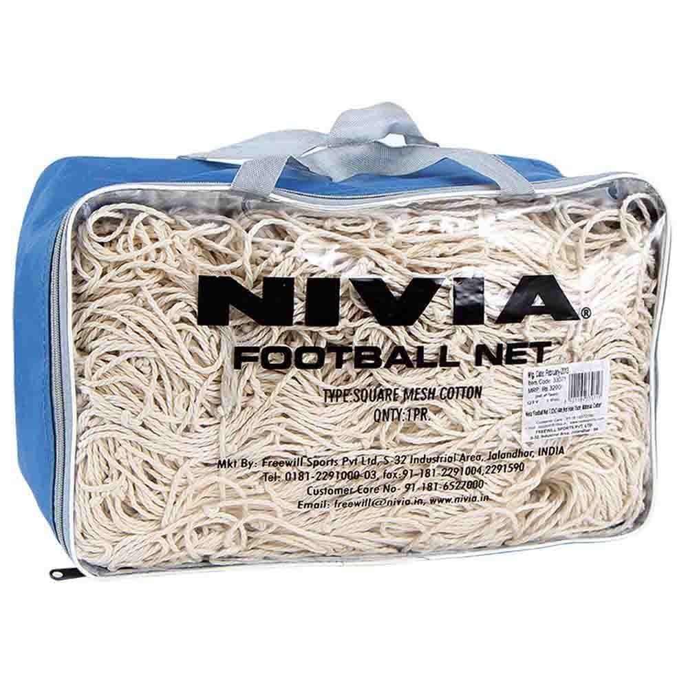 Nivia Football Goal Net | Square Mesh Cotton | 15 cm Mesh | Weather Resistant Football Net