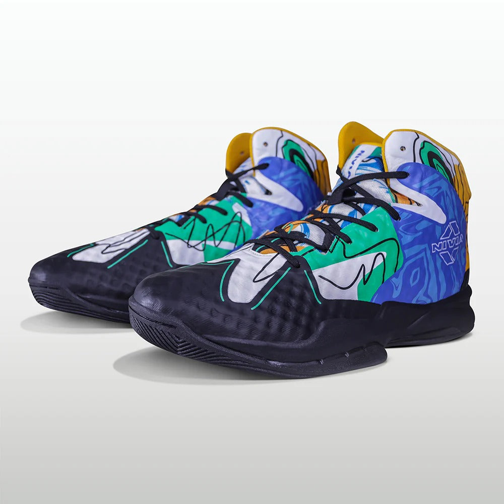 Nivia Street Art Basketball Shoes for Men - Mid Top Basketball Shoes with Duofoam Cushioning
