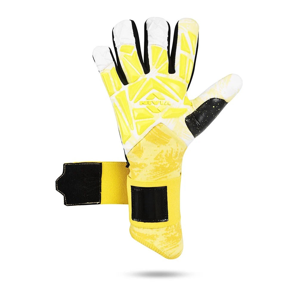 Nivia Aura Goalkeeper Gloves | 4 mm Dura Latex Palm with Dura Dots | Negative Cut Professional Football GK Gloves