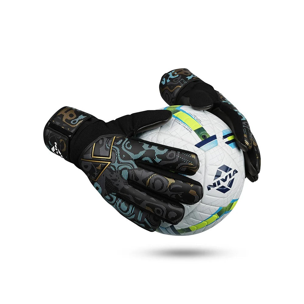 Nivia Safari Goalkeeper Gloves | 4 mm Latex Palm | Negative Cut | Finger Protection Football GK Gloves
