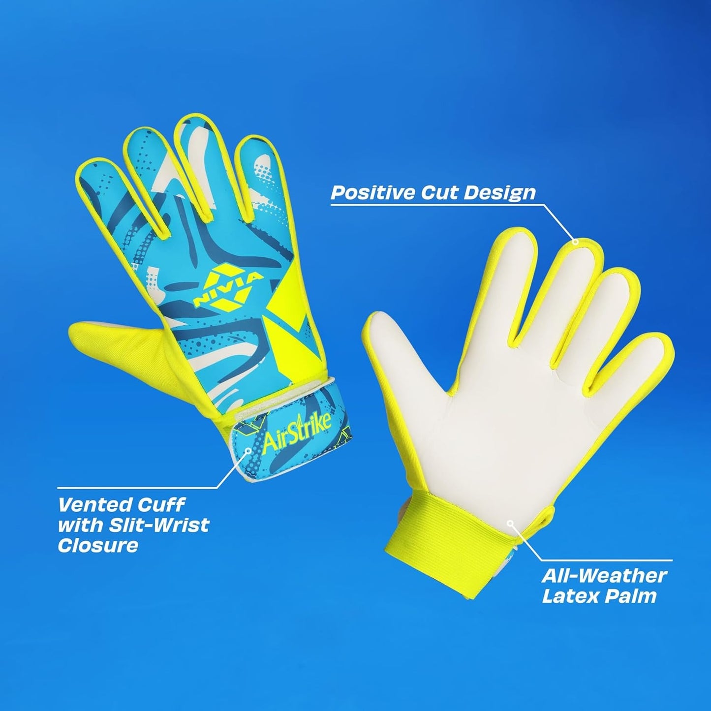 Nivia Air Strike Goalkeeper Gloves - All Weather Latex Grip | Match & Amp - Training Gloves