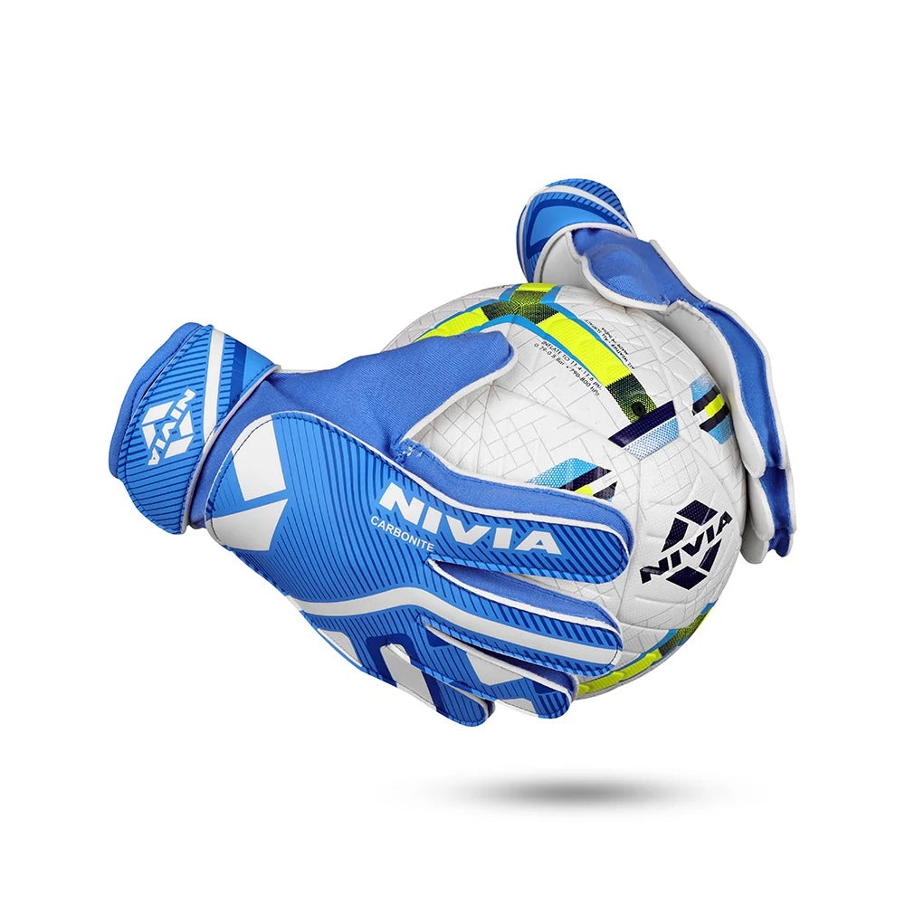 Nivia Carbonite Web Goalkeeper Gloves | Latex Palm Football Goalkeeper Gloves with Positive Cut & All-Weather Grip