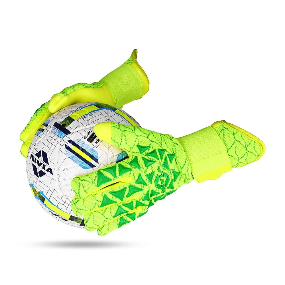 Nivia Ashtang 2.0 Goalkeeper Gloves | 4 mm Super Soft Latex Palm | Negative Cut | Professional Football GK Gloves