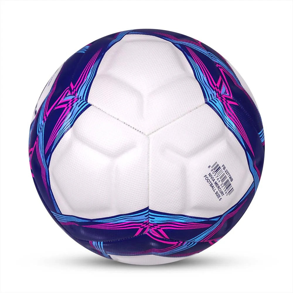 Nivia Mercury Football, PU Leather, Power Stitched Football, 12 Panel, Match Ball (Size - 5, White/Blue)