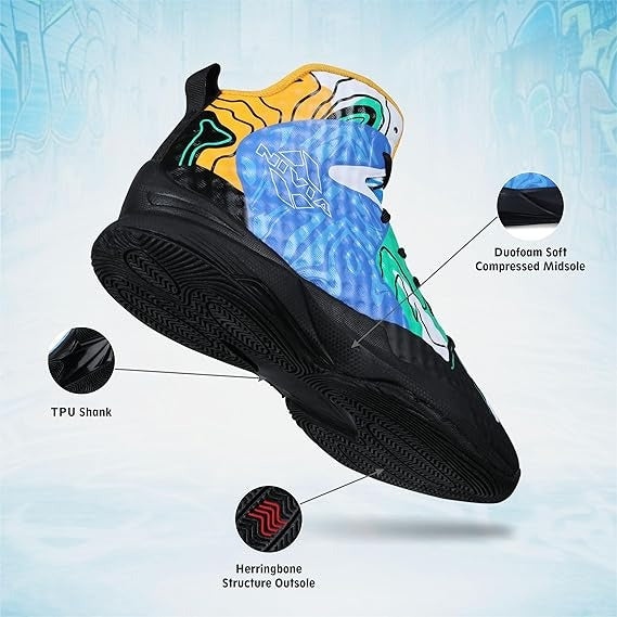 Nivia Street Art Basketball Shoes for Men - Mid Top Basketball Shoes with Duofoam Cushioning