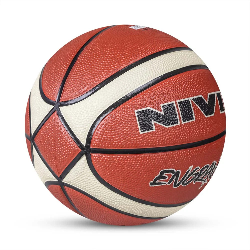 Nivia Engraver Basketball Size 5 - BFI Standard Rubber Basketball for Indoor &amp; Outdoor Play