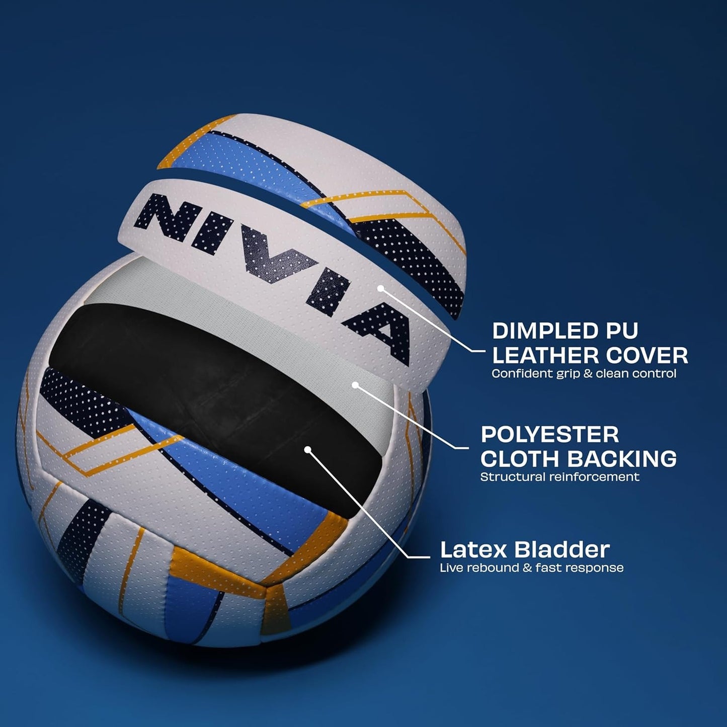 Nivia VB 5000 Volleyball Size 4 - PU Leather Tournament Match Ball