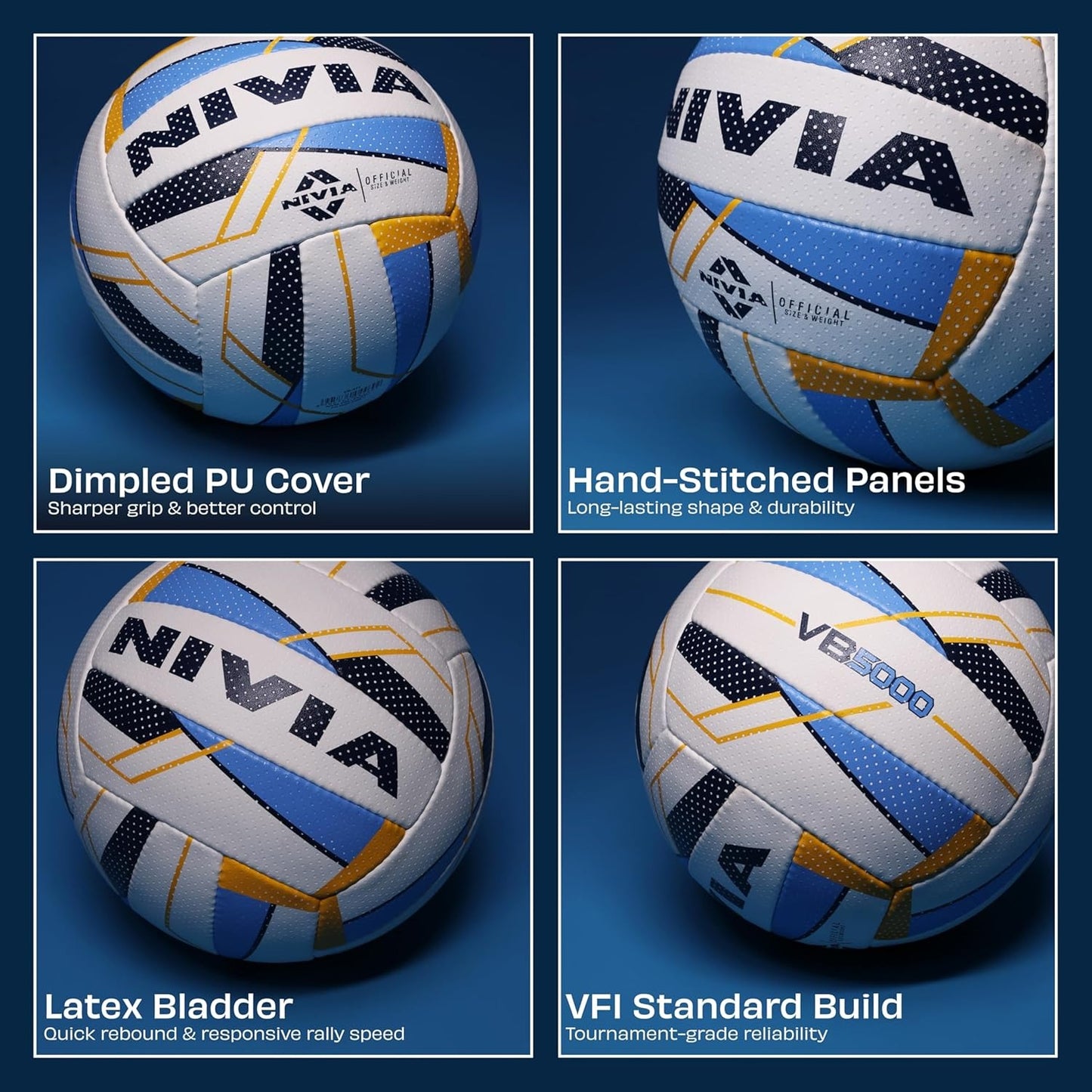 Nivia VB 5000 Volleyball Size 4 - PU Leather Tournament Match Ball