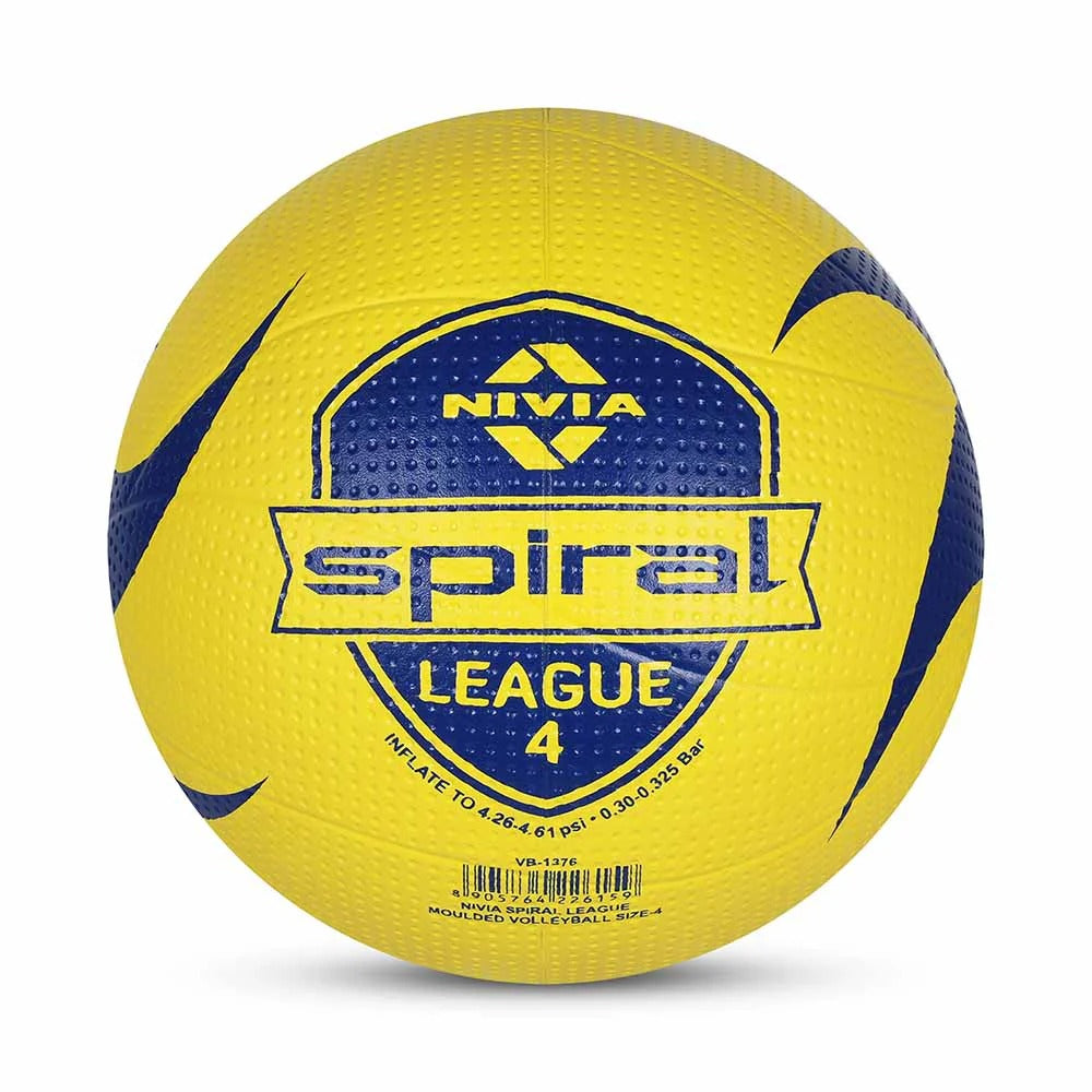 Nivia Spiral League Volleyball Size 4 - Rubber Training Volleyball for Indoor & Outdoor Play