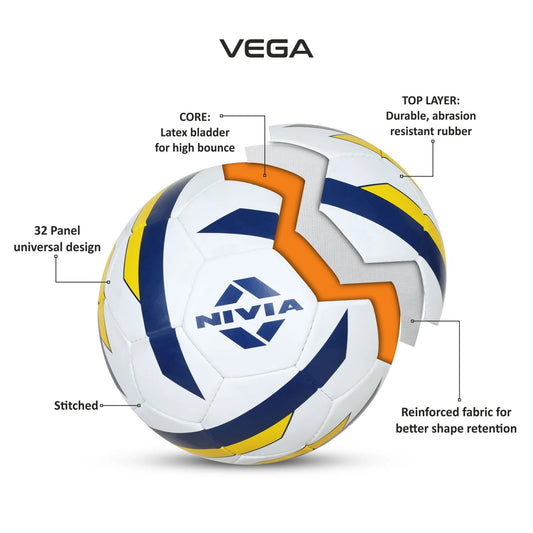 Nivia Vega Football (Size: 5) Material: Rubber, Color: Multicolor