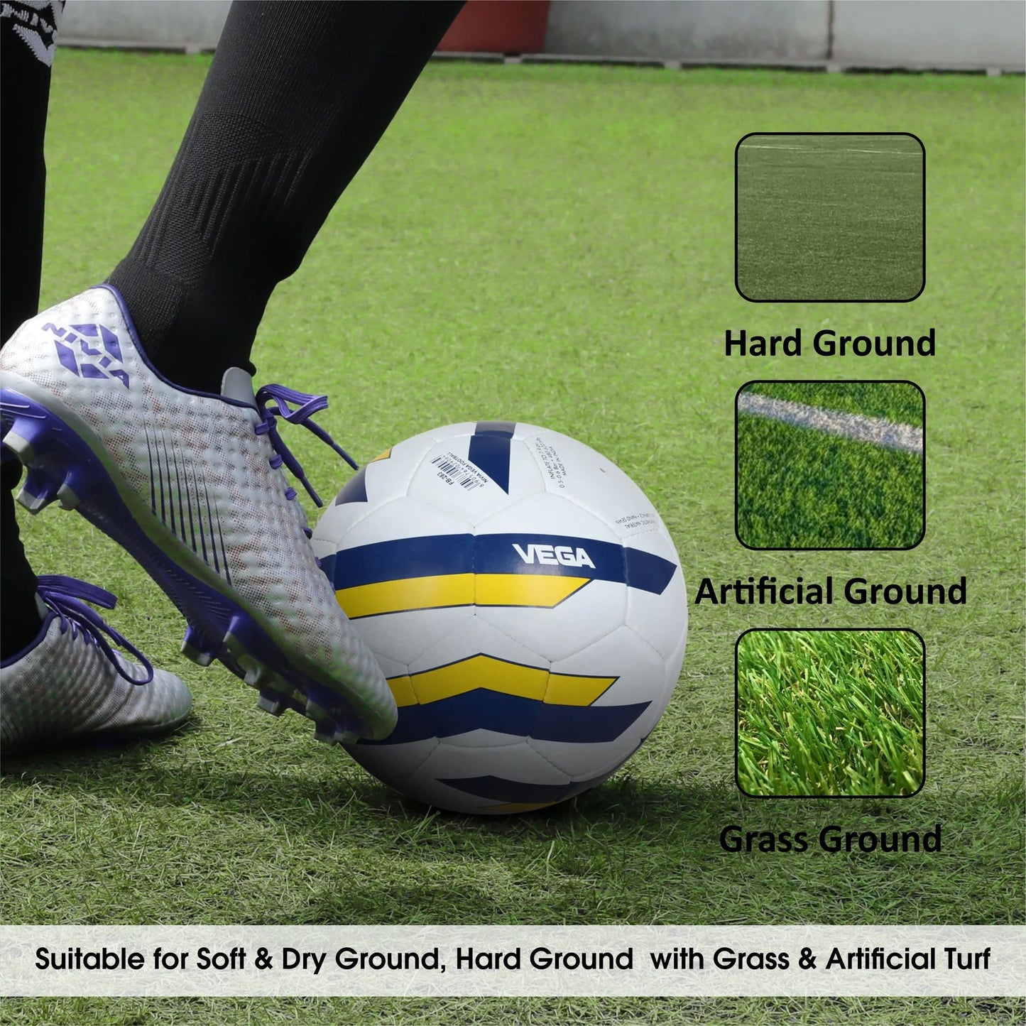 Nivia Vega Football (Size: 5) Material: Rubber, Color: Multicolor