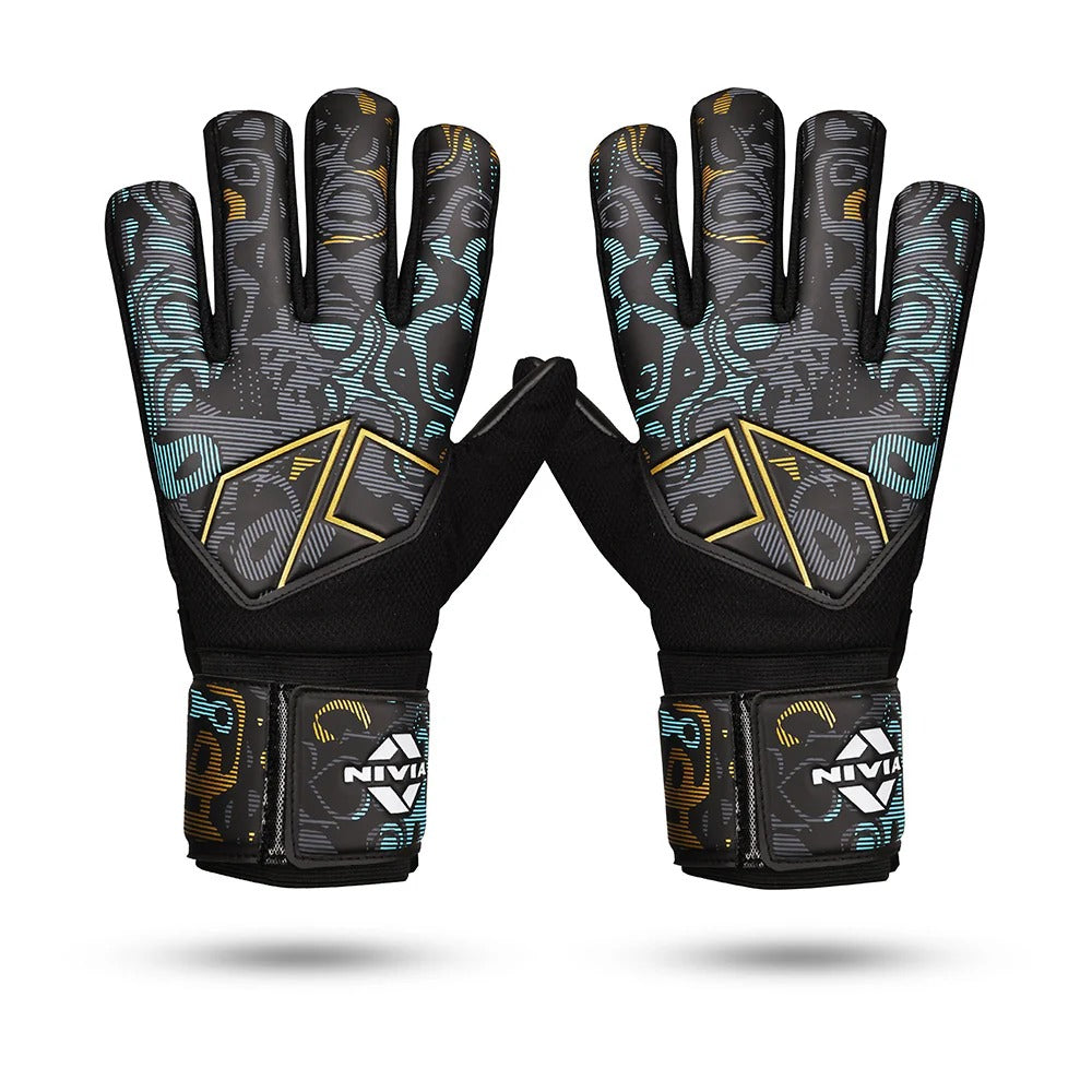 Nivia Safari Goalkeeper Gloves | 4 mm Latex Palm | Negative Cut | Finger Protection Football GK Gloves