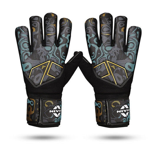 Nivia Safari Goalkeeper Gloves | 4 mm Latex Palm | Negative Cut | Finger Protection Football GK Gloves