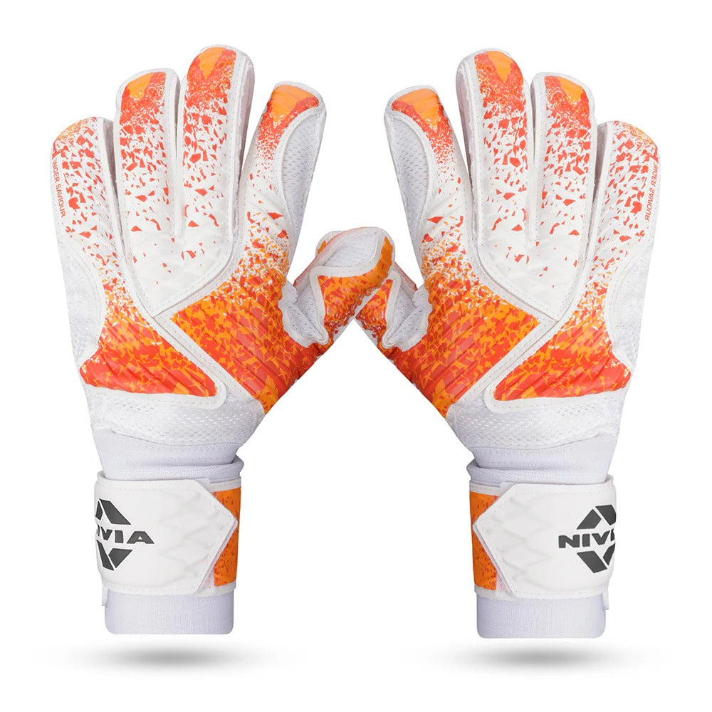 Nivia Finger Savior Goalkeeper Gloves | Elite Latex Grip | Finger Protection Football GK Gloves