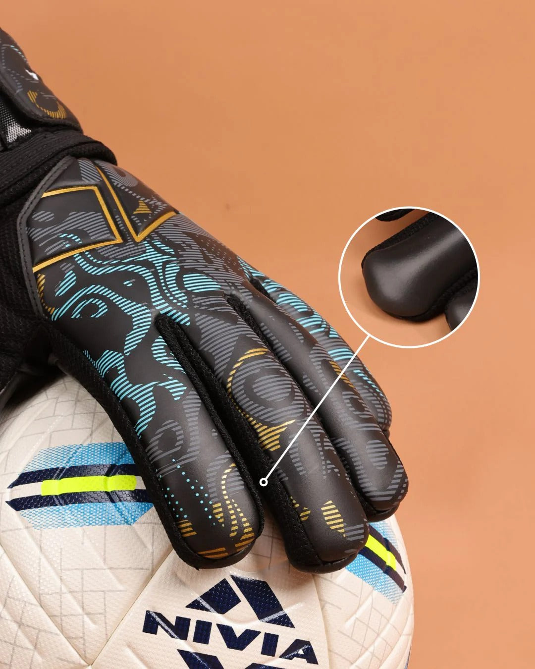 Nivia Safari Goalkeeper Gloves | 4 mm Latex Palm | Negative Cut | Finger Protection Football GK Gloves